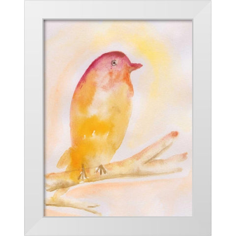 Western Tanager White Modern Wood Framed Art Print by Varacek, Pam