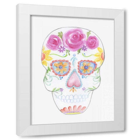 Calavera Dreaming White Modern Wood Framed Art Print by Varacek, Pam