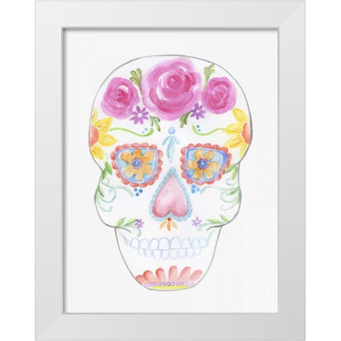 Calavera Dreaming White Modern Wood Framed Art Print by Varacek, Pam