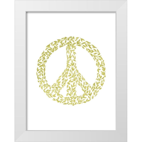 Peace Flourish White Modern Wood Framed Art Print by Varacek, Pam