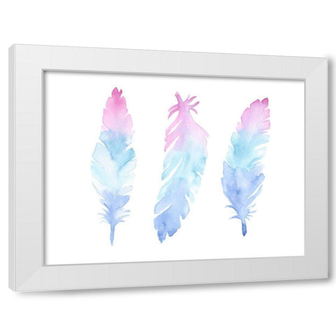 Vibrant Feathers White Modern Wood Framed Art Print by Varacek, Pam