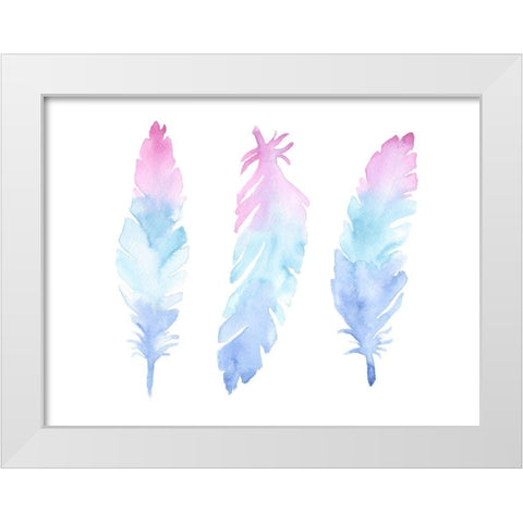 Vibrant Feathers White Modern Wood Framed Art Print by Varacek, Pam