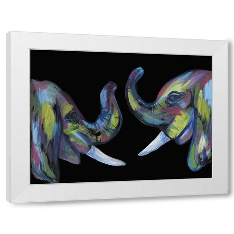 Colorful Elephants 1 White Modern Wood Framed Art Print by Varacek, Pam