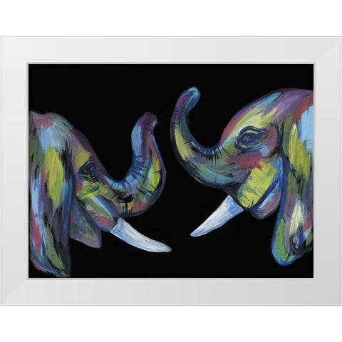 Colorful Elephants 1 White Modern Wood Framed Art Print by Varacek, Pam