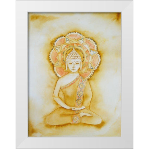 Natural Buddha White Modern Wood Framed Art Print by Varacek, Pam