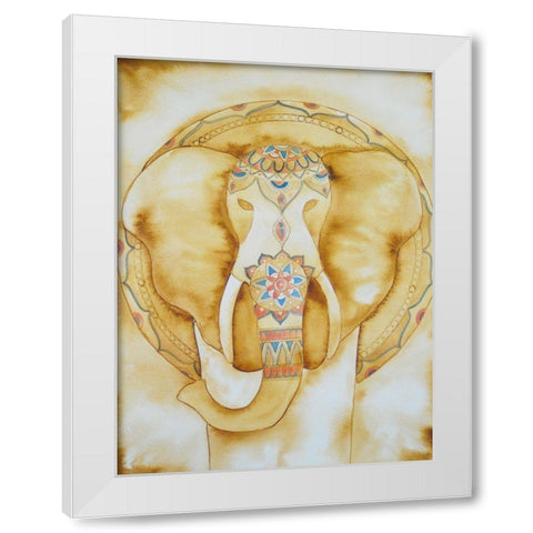 Natural Elephant White Modern Wood Framed Art Print by Varacek, Pam