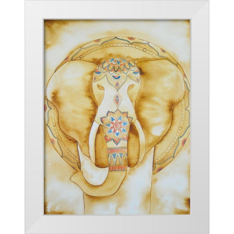 Natural Elephant White Modern Wood Framed Art Print by Varacek, Pam