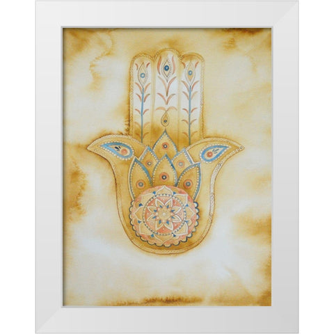 Natural Hamsa White Modern Wood Framed Art Print by Varacek, Pam