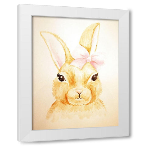Cute Bunny White Modern Wood Framed Art Print by Varacek, Pam
