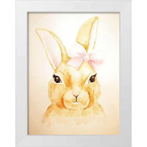 Cute Bunny White Modern Wood Framed Art Print by Varacek, Pam