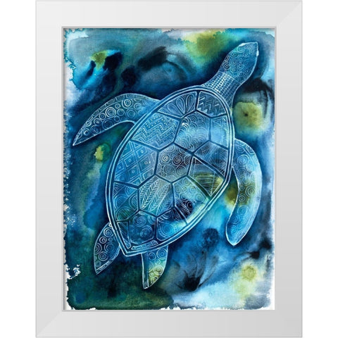 Vibrant Turtle 1 White Modern Wood Framed Art Print by Varacek, Pam