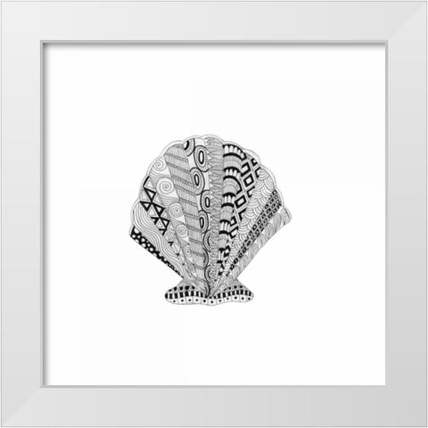 Decorated Scallop White Modern Wood Framed Art Print by Varacek, Pam