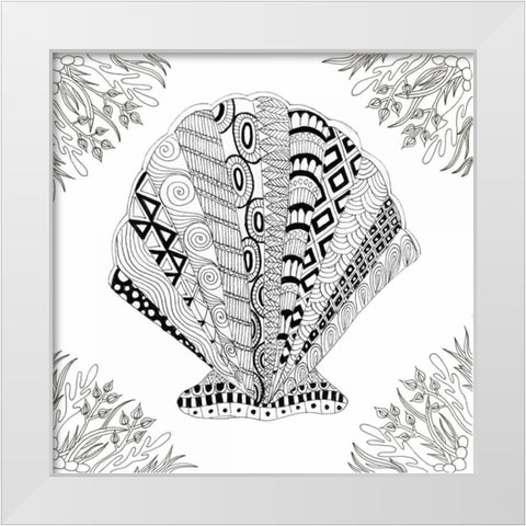 Scallop Boardered White Modern Wood Framed Art Print by Varacek, Pam