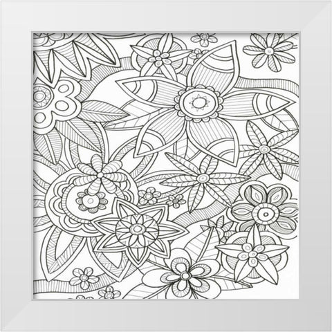 Intricate Flowers White Modern Wood Framed Art Print by Varacek, Pam