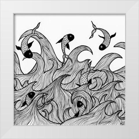 Wild Waters White Modern Wood Framed Art Print by Varacek, Pam