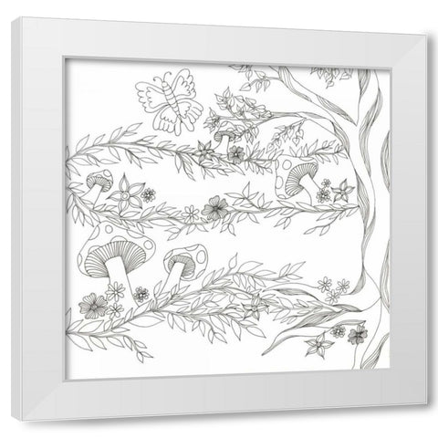 Mushroom Trees White Modern Wood Framed Art Print by Varacek, Pam