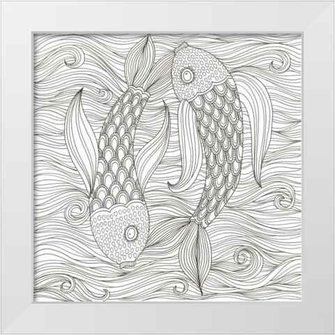 Fish Ying And Yang White Modern Wood Framed Art Print by Varacek, Pam