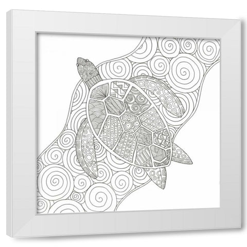 Wave Riding Turtle White Modern Wood Framed Art Print by Varacek, Pam