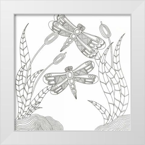 Dragons In The Sky White Modern Wood Framed Art Print by Varacek, Pam