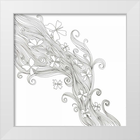 Butterflies In The Wind White Modern Wood Framed Art Print by Varacek, Pam