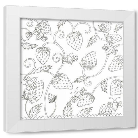 Strawberry Field White Modern Wood Framed Art Print by Varacek, Pam