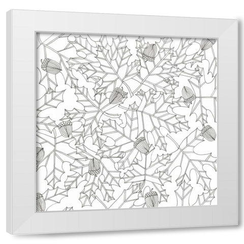 Acorns In The Pile White Modern Wood Framed Art Print by Varacek, Pam