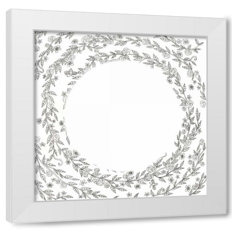 Swirling Vines Boarder White Modern Wood Framed Art Print by Varacek, Pam