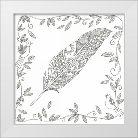 Fallen Feather White Modern Wood Framed Art Print by Varacek, Pam