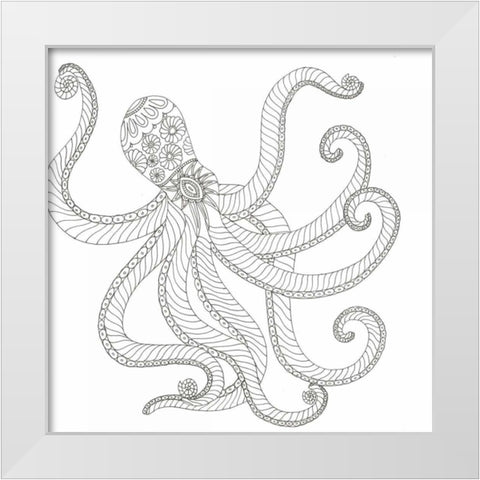 Creatures From The Deep 2 White Modern Wood Framed Art Print by Varacek, Pam
