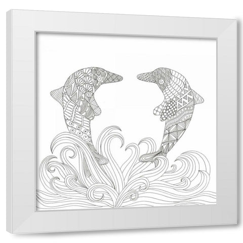Creatures From The Deep 5 White Modern Wood Framed Art Print by Varacek, Pam