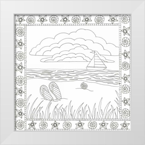 Summer Time Boat White Modern Wood Framed Art Print by Varacek, Pam