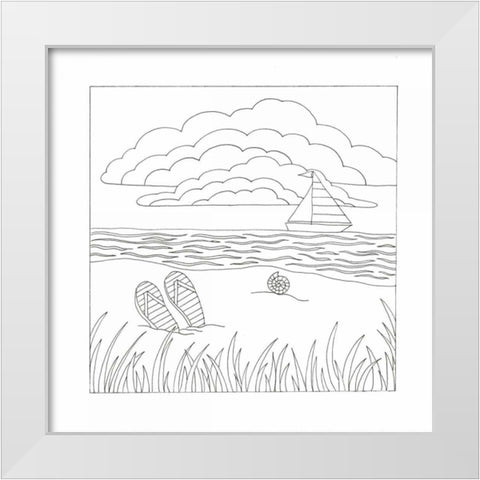 Summer Time Fun White Modern Wood Framed Art Print by Varacek, Pam