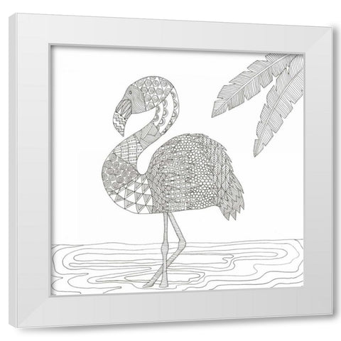 Lost Flamingo White Modern Wood Framed Art Print by Varacek, Pam