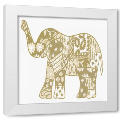 Elephant Gold White Modern Wood Framed Art Print by Varacek, Pam