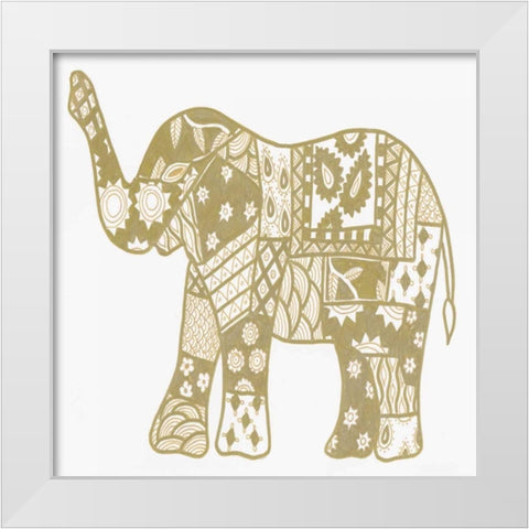 Elephant Gold White Modern Wood Framed Art Print by Varacek, Pam