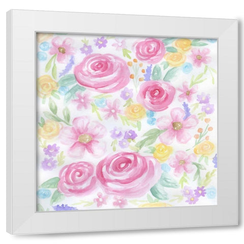 Stream Of Roses White Modern Wood Framed Art Print by Varacek, Pam
