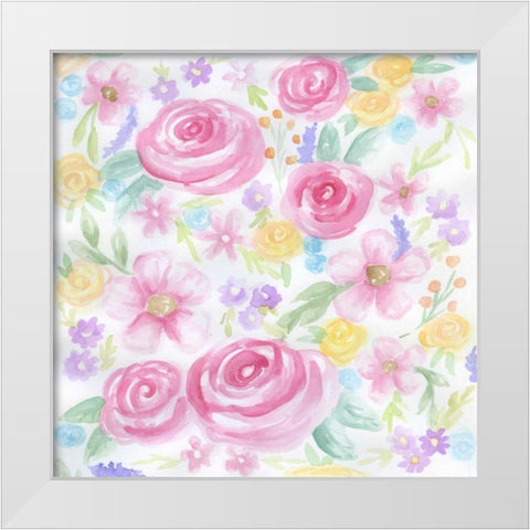 Stream Of Roses White Modern Wood Framed Art Print by Varacek, Pam