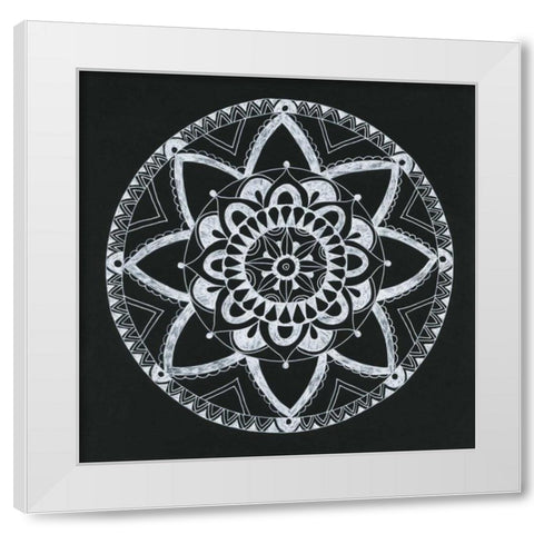 Ying Mandala White Modern Wood Framed Art Print by Varacek, Pam