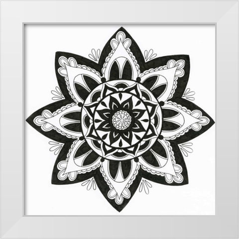 Yang Mandala White Modern Wood Framed Art Print by Varacek, Pam