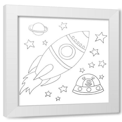 Rocket White Modern Wood Framed Art Print by Varacek, Pam