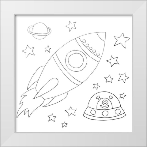 Rocket White Modern Wood Framed Art Print by Varacek, Pam