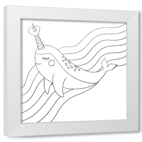Narwhal White Modern Wood Framed Art Print by Varacek, Pam