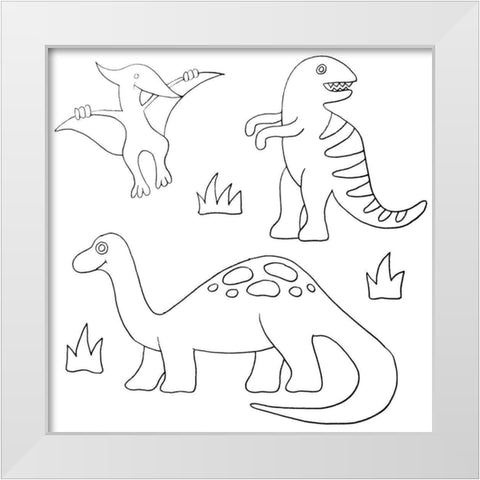 Dinosaurs White Modern Wood Framed Art Print by Varacek, Pam