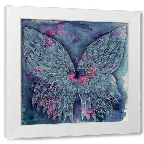 Wings With Heart White Modern Wood Framed Art Print by Varacek, Pam