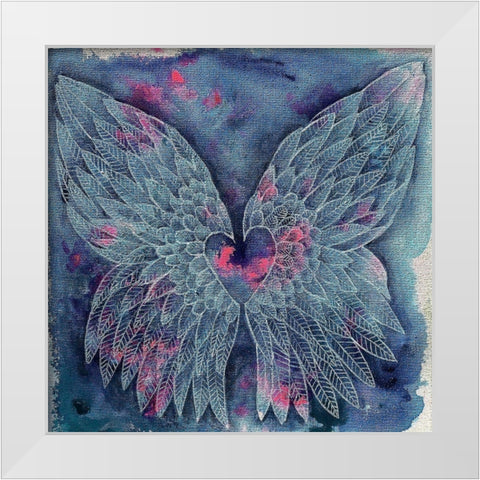 Wings With Heart White Modern Wood Framed Art Print by Varacek, Pam