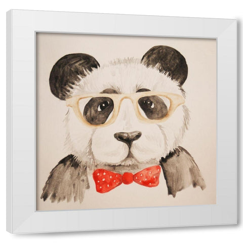 Smart Panda White Modern Wood Framed Art Print by Varacek, Pam