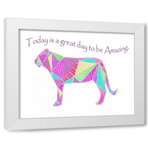 Colorpoly Lion White Modern Wood Framed Art Print by Varacek, Pam