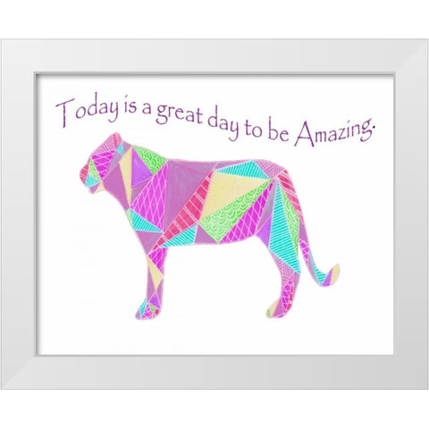 Colorpoly Lion White Modern Wood Framed Art Print by Varacek, Pam