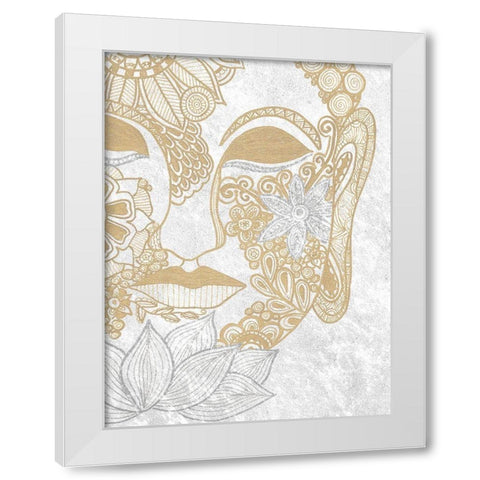 Buddha Bling White Modern Wood Framed Art Print by Varacek, Pam