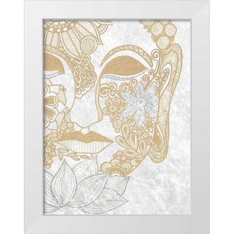 Buddha Bling White Modern Wood Framed Art Print by Varacek, Pam